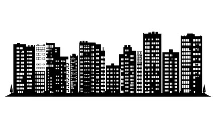 Obraz premium Cluster of apartment buildings, with a mixture of high and mid-rise structures, vector illustration art
