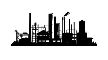 Fototapeta premium Steel mill featuring towering structures, conveyor systems, and massive furnaces, vector illustration art