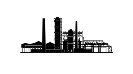 Naklejka premium Steel mill featuring towering structures, conveyor systems, and massive furnaces, vector illustration art