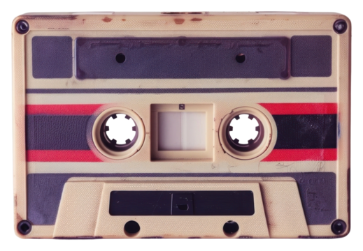 PNG Vintage cassette tape with stripes - Powered by Adobe