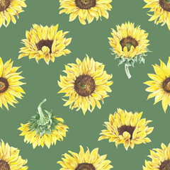 seamless pattern with sunflowers