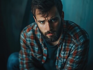 Fototapeta premium Man with Plaid Shirt