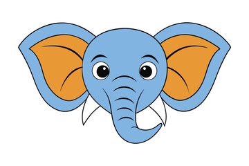 Abstract Geometric African Bush Elephant Silhouette - Cute Kawaii Cartoon Animal Vector Logo