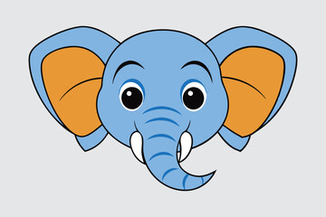 Obraz premium Abstract Geometric African Bush Elephant Silhouette - Cute Kawaii Cartoon Animal Vector Logo