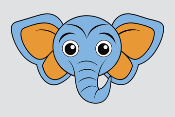 Abstract Geometric African Bush Elephant Silhouette - Cute Kawaii Cartoon Animal Vector Logo