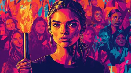 Women's Equality Day,  Women Holding Torches Symbolizing Strength and Empowerment