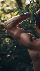male arm from back in daylight