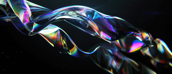 Obraz premium Abstract, swirling light wave, vibrant, black background