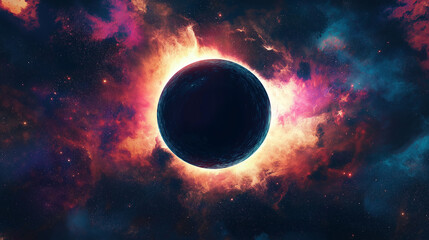 Obraz premium Pop art concept dark planet poster background. Colorful background in pop art retro comic style.