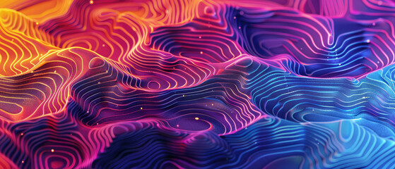 A blend of neon topographic patterns and organic flows