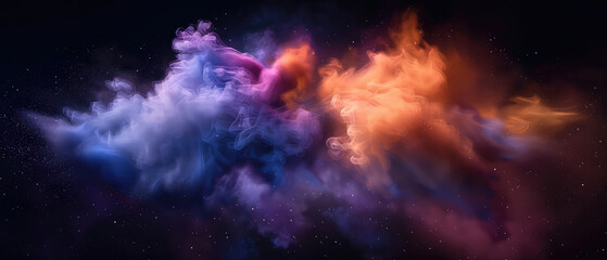 Fototapeta premium Colorful nebula with vibrant swirls in the galaxy.
