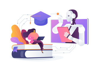 AI-Powered Virtual Tutors abstract concept vector illustration.