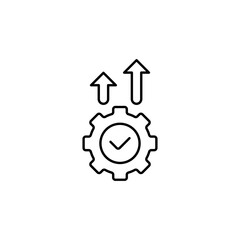 Efficient System Optimization Gear Icon with Approval Check Mark - Productivity Increase, Process Improvement, Successful Operation Concept Illustration