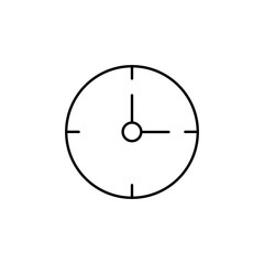 Minimalist Clock Face Icon Showing Time at Six O’Clock - Simple Time Management Symbol for Schedules, Deadlines, and Punctuality in Black and White Line Art Style for Efficient Planning