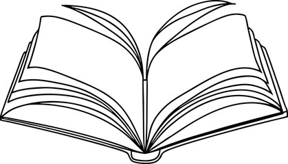 Open Book Illustration with Blank Pages in Black and White