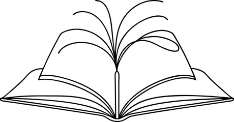 Minimalist Line Art Illustration Of An Open Book