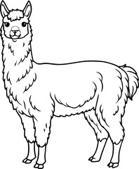 Black And White Illustration Of A Standing Llama