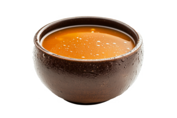 a bowl of soup on separated from white and transparent background
