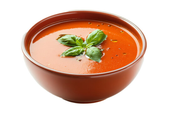 a bowl of tomato soup with separated from white and transparent background