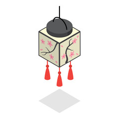 3D Isometric Flat Vector Set of Japanese Or Chinese Lanterns, Asian Holiday Elements. Item 1