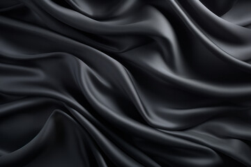 Obraz premium Processed collage of smooth elegant wavy deep black silk cloth fabric material texture. Background