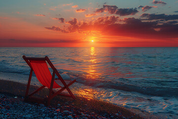 Artificial Beach Sunset Scene