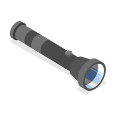 3D Isometric Flat Vector Set of Flashlights, Portable, Hand-held, Pocket and Head electric. Item 4