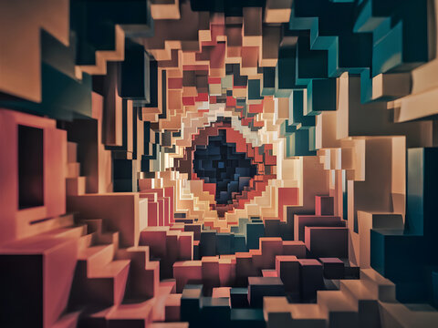 Representaci&oacute;n 3D de un fondo de textura pixelada c&uacute;bica

