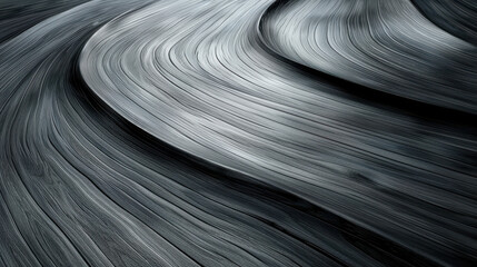 A black and white photo of a winding road with tire tracks