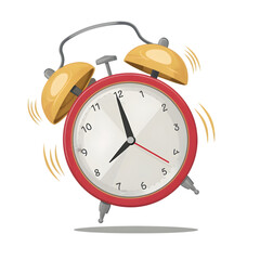 A vintage black alarm clock with a bell, isolated on a white background