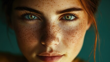 Fototapeta premium Woman with Freckles Close Up