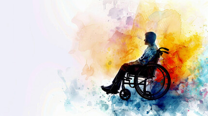 International Day of Persons with Disabilities. Man in a wheelchair. Lonely person with disabilities on a white background. World Disability day. The problem of inclusion of disabled people