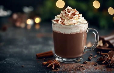 Selbstklebende Fototapeten hot chocolate with cinnamon sticks © LenaPolia