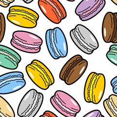 Various macarons in vibrant colors arranged haphazardly, showcasing a delightful mix of flavors and textures.