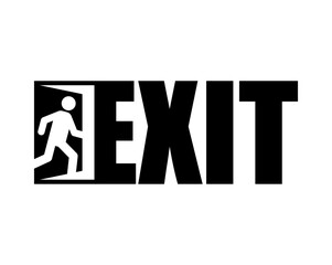 Exit sign evacuation icon. Man exiting door symbol. Exit sign for evacuation direction