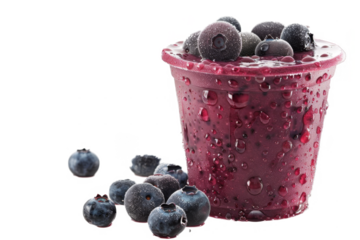 and ras smoothie blueberry separated from white and transparent background