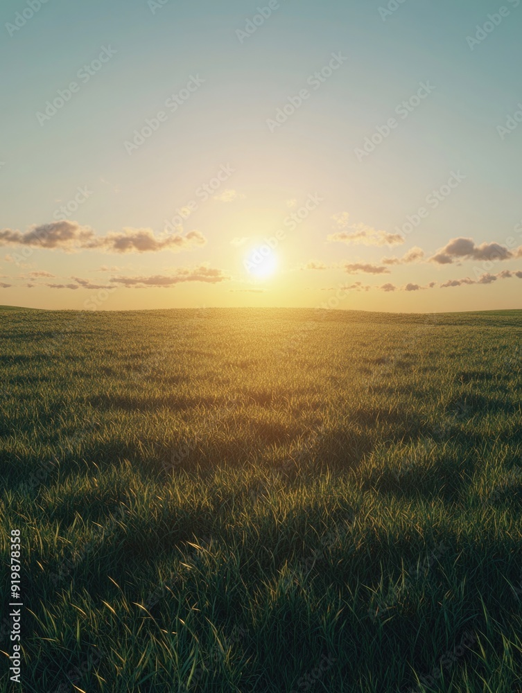 Canvas Prints sunset over green field