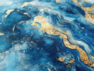 Blue and Gold Marble Close Up