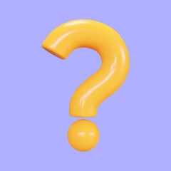 Naklejka premium 3d yellow question mark. Faq problem solution symbol. Vector illustration on lilac isolated background. 