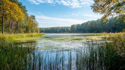 An idyllic image of nature, showcasing the beauty of the Masurian landscapes