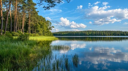 Obraz premium An idyllic image of nature, showcasing the beauty of the Masurian landscapes.