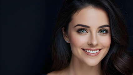Obraz premium Beautiful woman face close up portrait. Model with perfect fresh clean skin