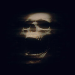 Dark and scary skull hologram template - 3D Illustration