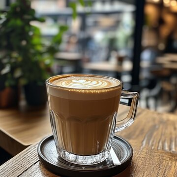  Cappuccino in kaffe on the table. Ai generated