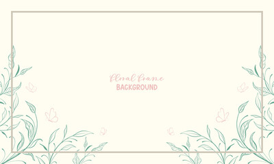 Stylish vector floral frame card. Wedding invitation or brochure template with place for text. Stylized floral border on a pastel background