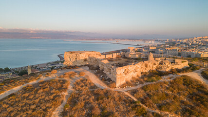 Fort at sunrise on the coast of Cagliari in Sardinia