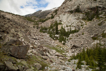 Rocky subalpine backcountry in Beartooth Mountains, Montana