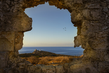 Fort at sunrise on the coast of Cagliari in Sardinia