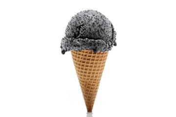 black ice a and cone separated from white and transparent background