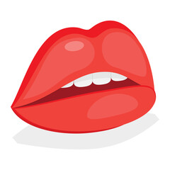 3D Isometric Flat Vector Set of Female Lips, Expression Different Emotions. Item 5